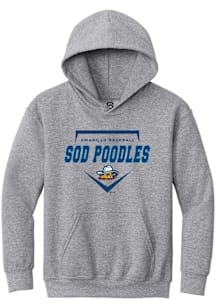 Summit Sportswear Amarillo Sod Poodles Youth Grey Homeplate Long Sleeve Hoodie
