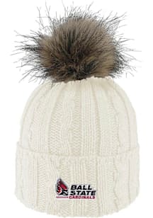 LogoFit Ball State Cardinals Ivory Alps Pom Womens Knit Hat