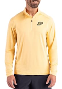 Cutter and Buck Purdue Boilermakers Mens Gold Coastline Long Sleeve Qtr Zip Pullover