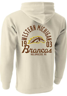 Western Michigan Broncos Mens Oatmeal Mascot Overlay Long Sleeve Hoodie