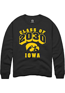 Summit Sportswear Iowa Hawkeyes Mens Black Class of 2030 Long Sleeve Crew Sweatshirt