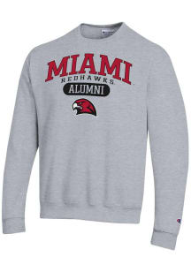 Champion Miami RedHawks Mens Grey Pill Alumni Powerblend Long Sleeve Crew Sweatshirt