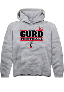 Patrick Gurd Rally Youth Grey Cincinnati Bearcats NIL Stacked Box Long Sleeve Hooded Sweatshirt