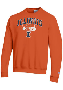 Mens Illinois Fighting Illini Orange Champion Class of 2027 Powerblend Crew Sweatshirt