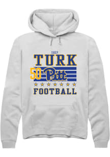 Shep Turk Rally Mens White Pitt Panthers NIL Striped Player Hood