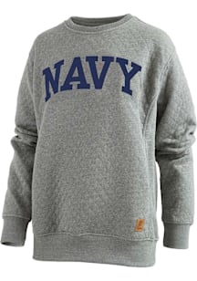 Pressbox Navy Midshipmen Womens Grey Canyon Crew Sweatshirt