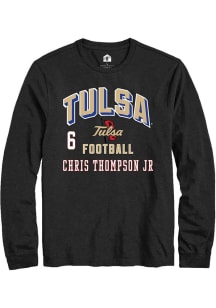 Chris Thompson Jr Mens Black Tulsa Golden Hurricane NIL Arch Logo Long Sleeve Player T Shirt