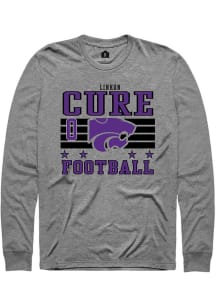 Linkon Cure Mens Grey K-State Wildcats NIL Striped Long Sleeve Player T Shirt