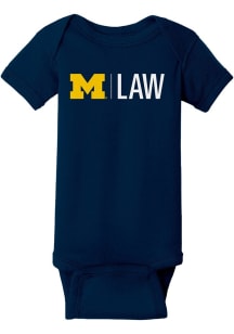 Baby Navy Blue Michigan Wolverines Law Short Sleeve One Piece