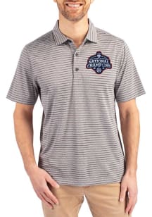 Cutter and Buck UConn Huskies Mens Graphite 2025 National Champions Forge Stripe Short Sleeve Polo