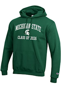 Champion Michigan State Spartans Mens Green Font Class of 2026 Powerblend Long Sleeve Hoodie