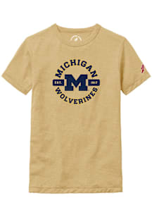 Youth Yellow Michigan Wolverines Circle No 1 Short Sleeve T-Shirt