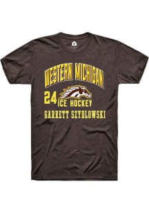 Garrett Szydlowski Rally Mens Brown Western Michigan Broncos NIL Arch Logo Player T Shirt
