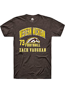 Zach Vaughan Western Michigan Broncos Brown Football NIL Arch Logo Short Sleeve Player T Shirt