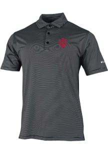 Mens Indiana Hoosiers Black Columbia Heat Seal Double Hit Short Sleeve Polo Shirt