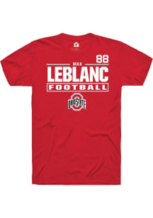 Max LeBlanc Rally Mens Red Ohio State Buckeyes NIL Stacked Box Player T Shirt