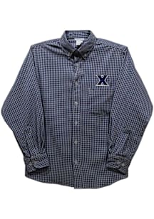 Vive La Fete Xavier Musketeers Youth Navy Blue Gingham Long Sleeve Polo