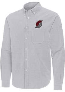 Antigua Portland Trail Blazers Mens Ash Porter Long Sleeve Dress Shirt