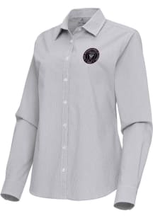 Antigua Inter Miami CF Womens Porter Long Sleeve Ash Dress Shirt