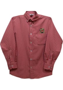 Youth Maryland Terrapins Red Vive La Fete Gingham Long Sleeve Polo