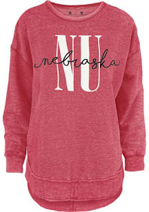 Pressbox Nebraska Cornhuskers Womens Red Melange Crew Sweatshirt