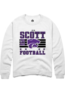 jojo scott Rally Mens White K-State Wildcats NIL Striped Player Crew