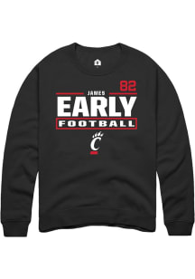 James Early Rally Mens Black Cincinnati Bearcats NIL Stacked Box Player Crew