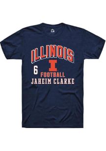 Jaheim Clarke Rally Mens Navy Blue Illinois Fighting Illini NIL Arch Logo Player T Shirt