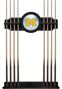 Black Michigan Wolverines Solid Wood Cue Rack Pool Table
