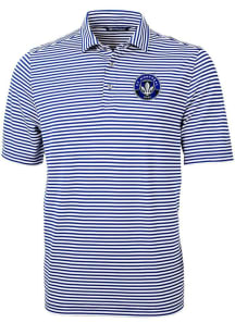 Cutter and Buck Montreal Impact Mens Blue Virtue Eco Pique Stripe Short Sleeve Polo