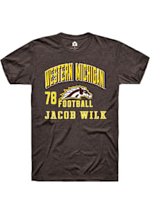 Jacob Wilk Western Michigan Broncos Brown Football NIL Arch Logo Short Sleeve Player T Shirt