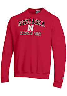 Champion Nebraska Cornhuskers Mens Red Font Class of 2028 Powerblend Long Sleeve Crew Sweatshirt