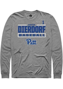 Carter Dierdorf Mens Graphite Pitt Panthers NIL Stacked Box Long Sleeve Player T Shirt