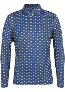 Turtleson Michigan Wolverines Mens Navy Blue Alumni Team Print Long Sleeve Qtr Zip Pullover