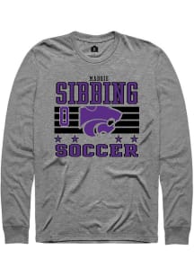 Maddie Sibbing Mens Grey K-State Wildcats NIL Striped Long Sleeve Player T Shirt