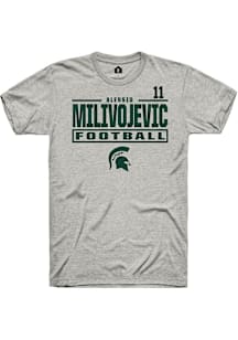 Alessio Milivojevic  Michigan State Spartans Ash Rally NIL Stacked Box Short Sleeve T Shirt