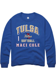 Maci Cole Rally Mens Blue Tulsa Golden Hurricane NIL Arch Logo Player Crew