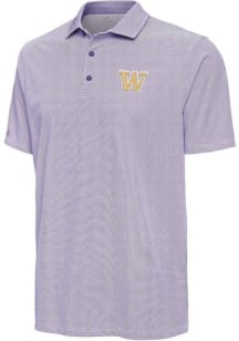Mens Washington Huskies Purple Antigua Pave Short Sleeve Polo Shirt