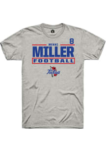 Mekhi Miller Rally Mens Ash Tulsa Golden Hurricane NIL Stacked Box Player T Shirt
