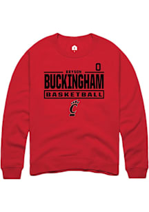 Bryson Buckingham Cincinnati Bearcats Mens Red NIL Stacked Box Player Crew