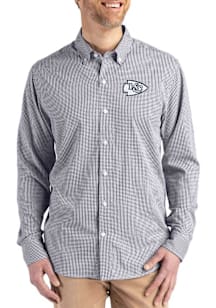 Cutter and Buck Kansas City Chiefs Mens Black Mono Gingham LS Woven Long Sleeve Dress Shirt