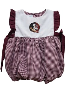 Vive La Fete Florida State Seminoles Baby Girls Red Gingham Bubble Short Sleeve Dress