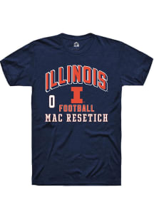 Mac Resetich Rally Mens Navy Blue Illinois Fighting Illini NIL Arch Logo Player T Shirt