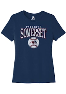 Summit Sportswear Somerset Patriots Womens Navy Blue Homerun Short Sleeve T-Shirt