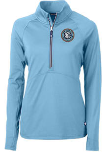 Cutter and Buck New York City FC Womens Light Blue Adapt Eco Qtr Zip Pullover
