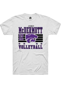 Sydney McDermott Rally Mens White K-State Wildcats NIL Striped Player T Shirt