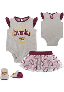 Washington Commanders Infant Girls Grey All Dolled Up Set Top and Bottom