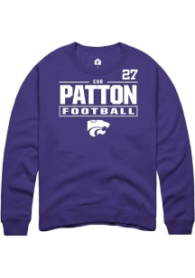 Cub Patton Rally Mens Purple K-State Wildcats NIL Stacked Box Player Crew