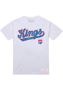 Mitchell and Ness Kansas City Kings White Script Logo Short Sleeve T Shirt