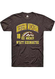 Wyatt Schingoethe Rally Mens Brown Western Michigan Broncos NIL Arch Logo Player T Shirt